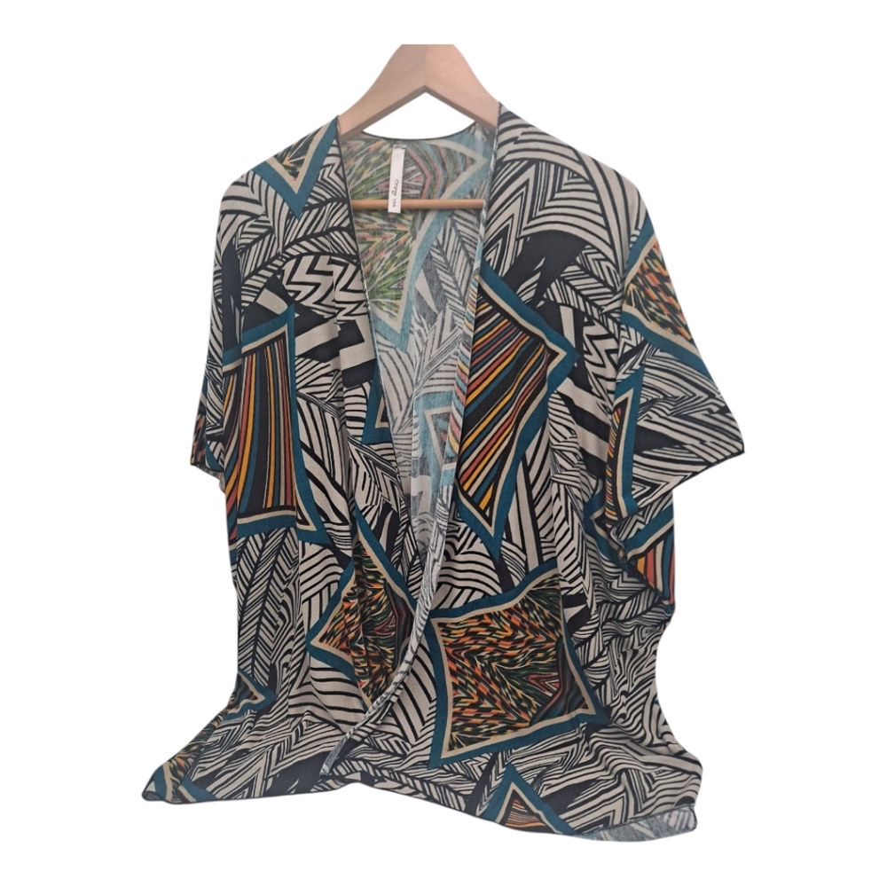 Orange USA Kimono Cardigan Drape Shrug Cover Up Robe Womens Small Multi Colored